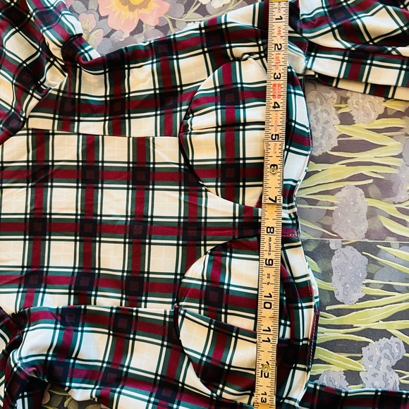 Elegant Plaid A-line Dress for Women Square Neck Backless Long Sleeves Slim Dres - Picture 7 of 15